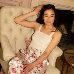 Bertioli By Thyme Silk Trousers In Pink Rose With Stripe