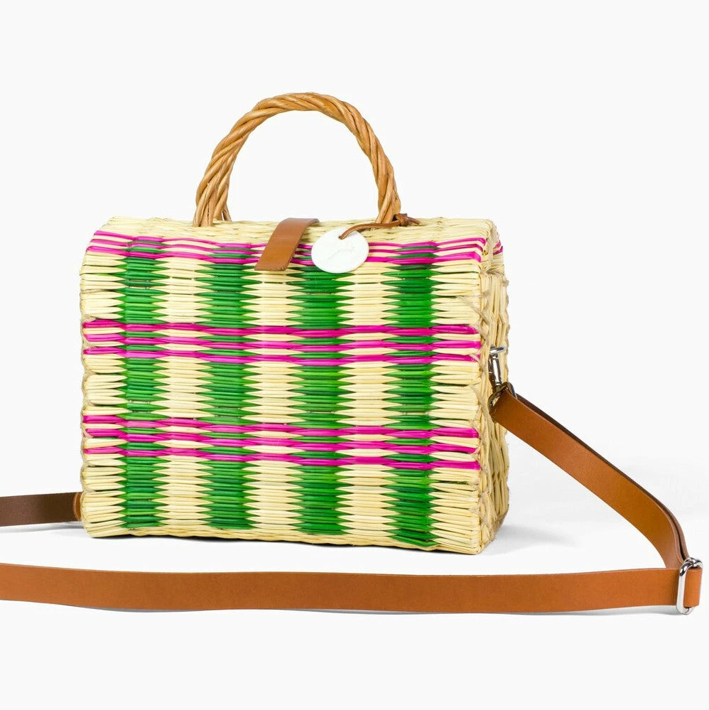 Toino Abel Green And Pink Handwoven Reed Bag 4 Toino Abel Green And Pink Handwoven Reed Bag