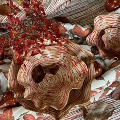 Deborah Brett Extra Large Hand Painted Red Stem Stripe Bowl 7 Deborah Brett Extra Large Hand Painted Red Stem Stripe Bowl