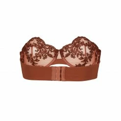 Coutille Strapless Balconette Clam Bra In Amaranth