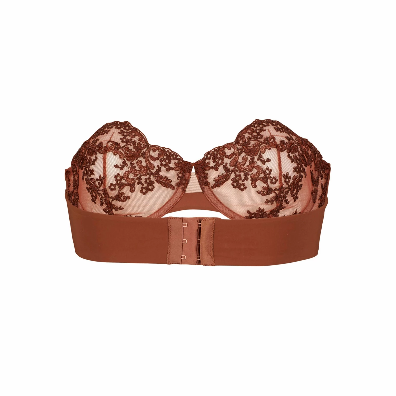 Coutille Strapless Balconette Clam Bra In Amaranth 3 Coutille Strapless Balconette Clam Bra In Amaranth