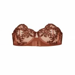 Coutille Strapless Balconette Clam Bra In Amaranth