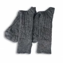 Genevieve Sweeney Grey Alpaca Bed Socks With Embroidered Thyme Sprig Accessories