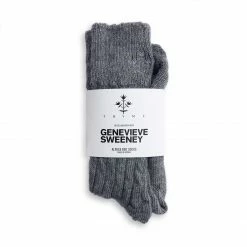 Genevieve Sweeney Grey Alpaca Bed Socks With Embroidered Thyme Sprig Accessories