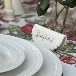 Joanna Ling Ceramic Place Card Scalloped With Flat Edge Decorative Pieces