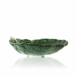 Bordallo Pinhiero Ceramics Large Cabbage Serving Platter With Dip Bowl