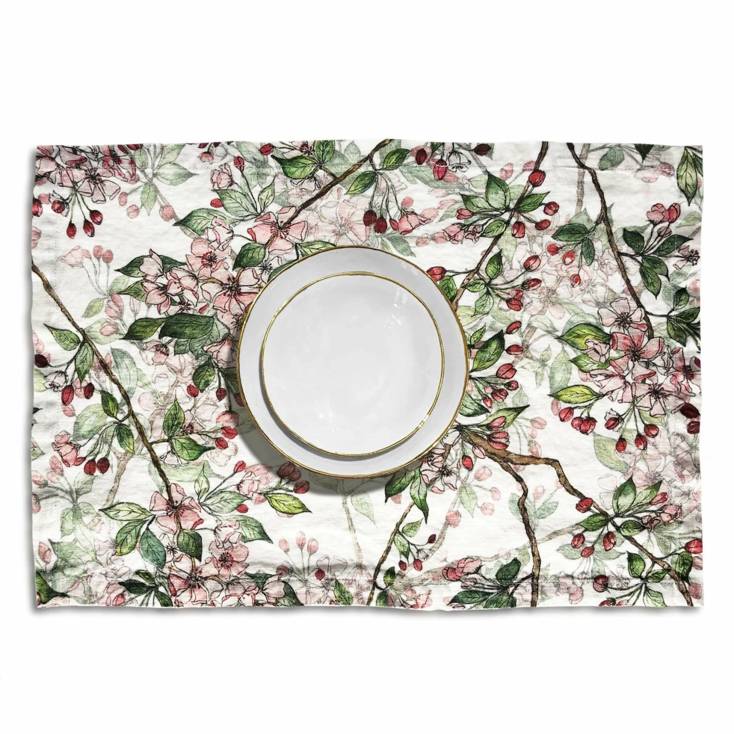Bertioli By Thyme Cherry Blossom Linen Placemat 4 Bertioli By Thyme Cherry Blossom Linen Placemat