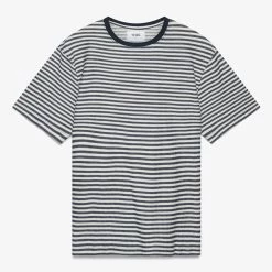 Wax London Stripe T-shirt - Navy/Ecru Menswear