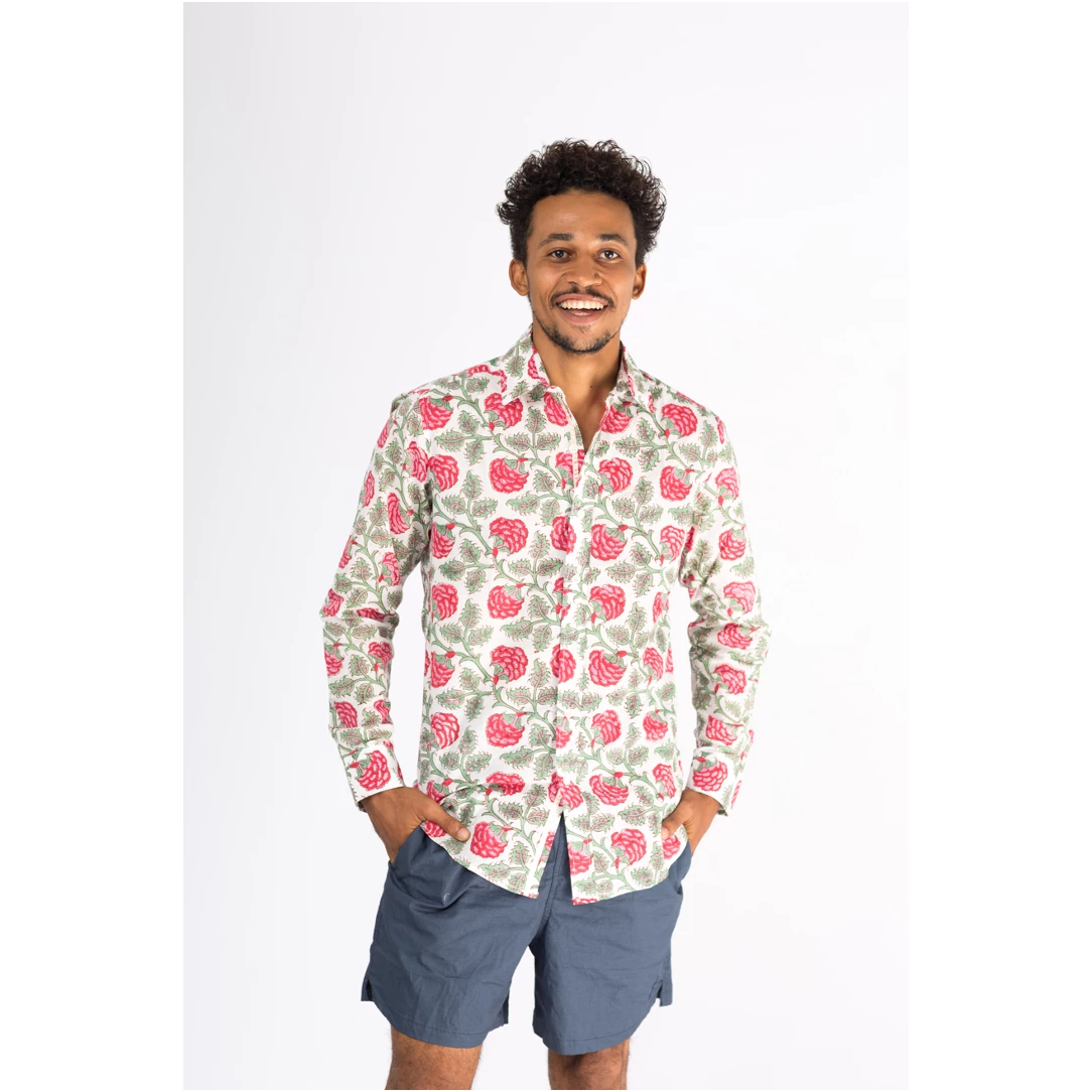 Wild Rose Menswear Block Printed Shirt-Kibobakasi 4 Wild Rose Menswear Block Printed Shirt-Kibobakasi