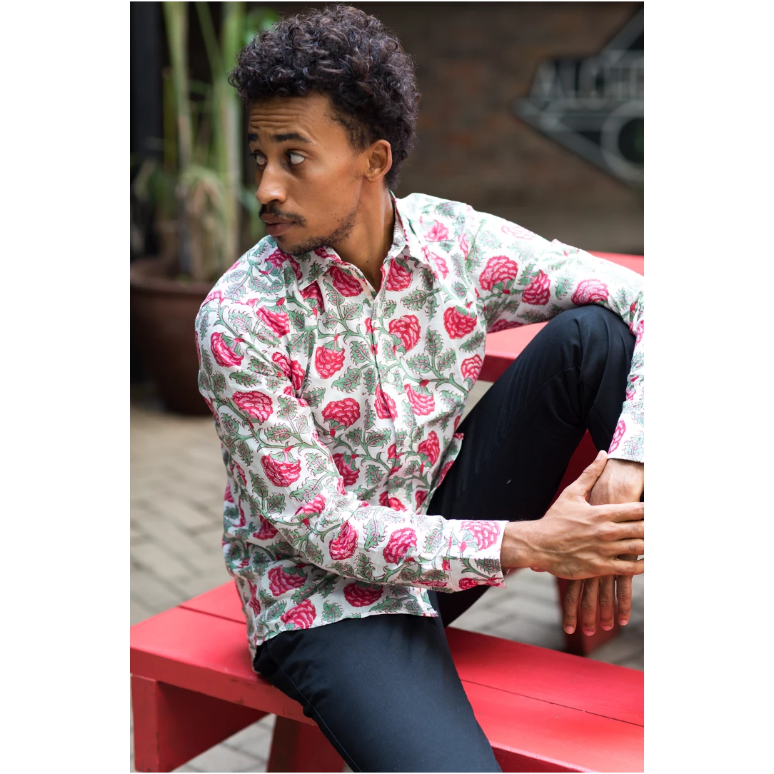 Wild Rose Menswear Block Printed Shirt-Kibobakasi 5 Wild Rose Menswear Block Printed Shirt-Kibobakasi
