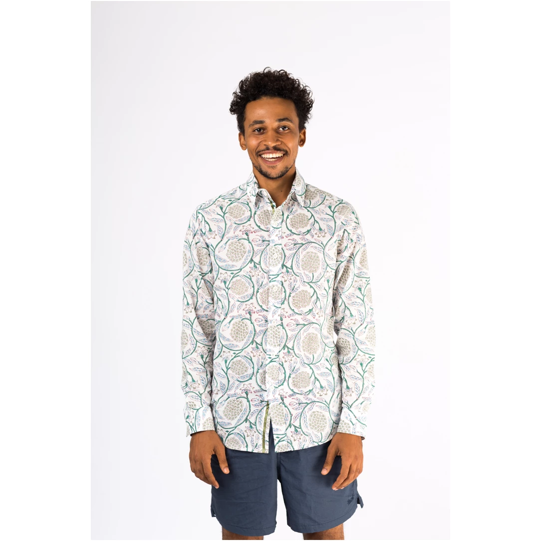 Wild Rose Block Printed Shirt-Zabibu Menswear 4 Wild Rose Block Printed Shirt-Zabibu Menswear