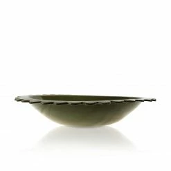 KCHossack Large Flat Rim Serving Bowl Daisy - Olive Ceramics