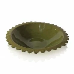 KCHossack Large Flat Rim Serving Bowl Daisy - Olive Ceramics
