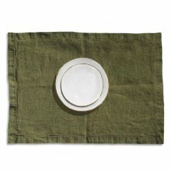 Bertioli By Thyme Dark Green Linen Placemat Table Linens