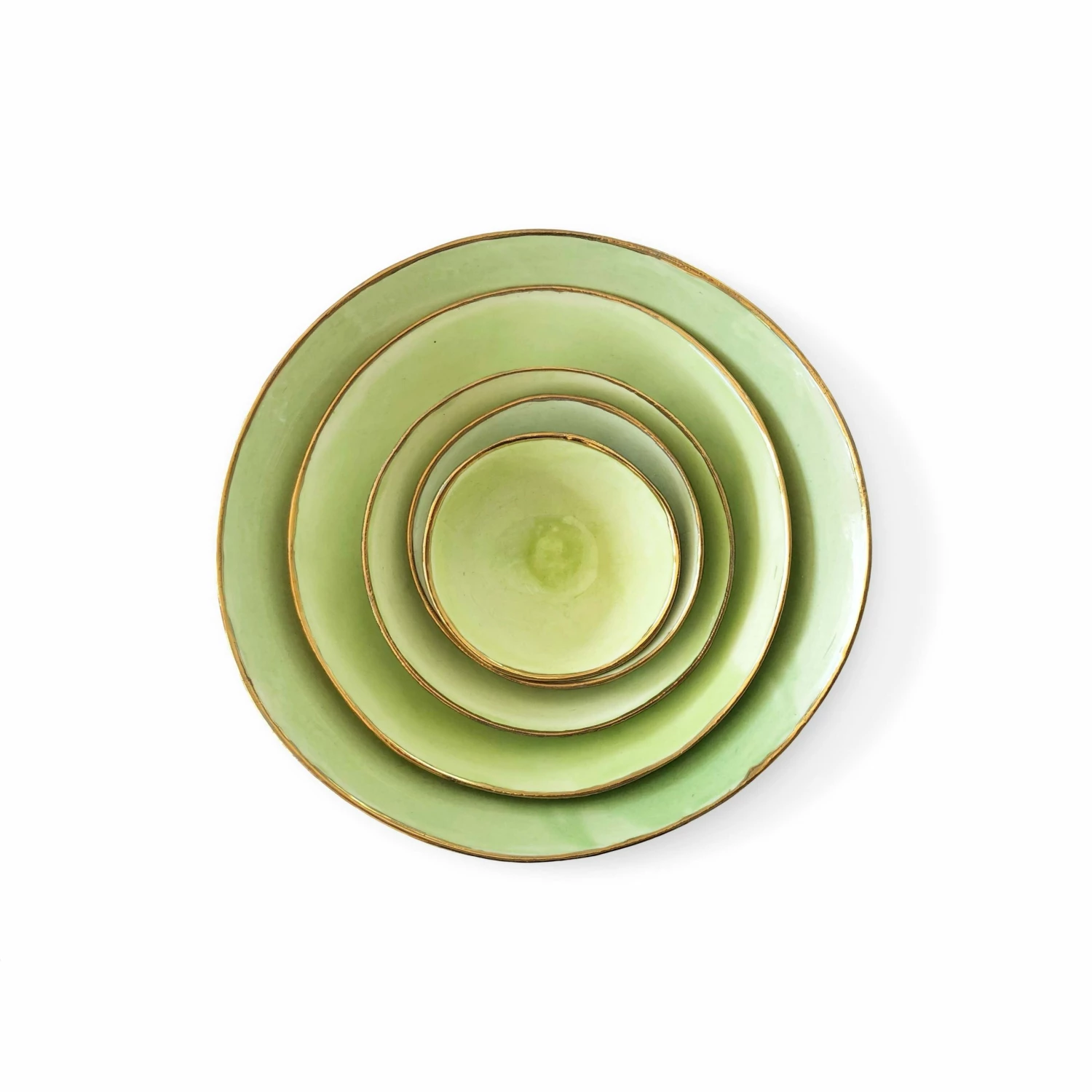 Thyme Hand Made Bowl With Gold Rim In Green Ceramics 4 Thyme Hand Made Bowl With Gold Rim In Green Ceramics