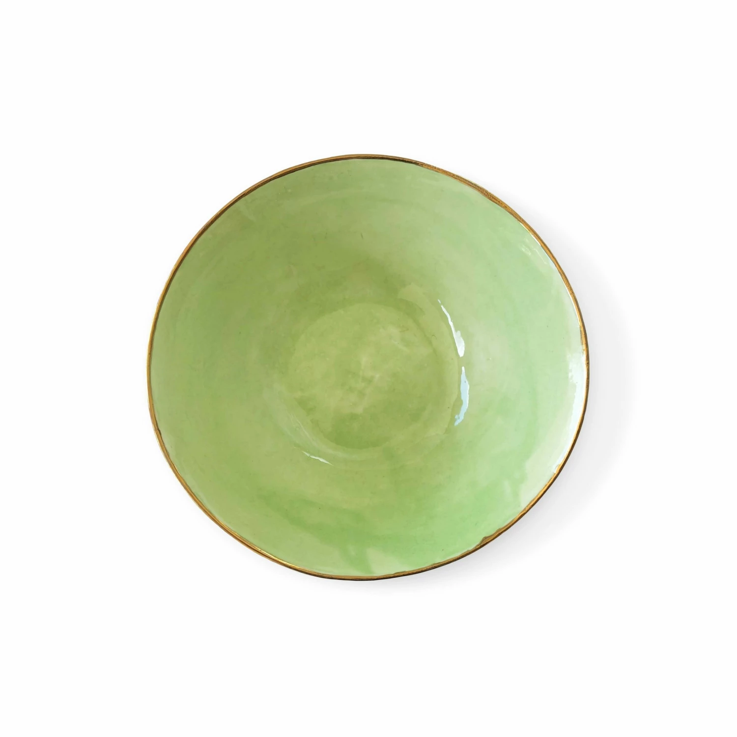 Thyme Hand Made Bowl With Gold Rim In Green Ceramics 3 Thyme Hand Made Bowl With Gold Rim In Green Ceramics
