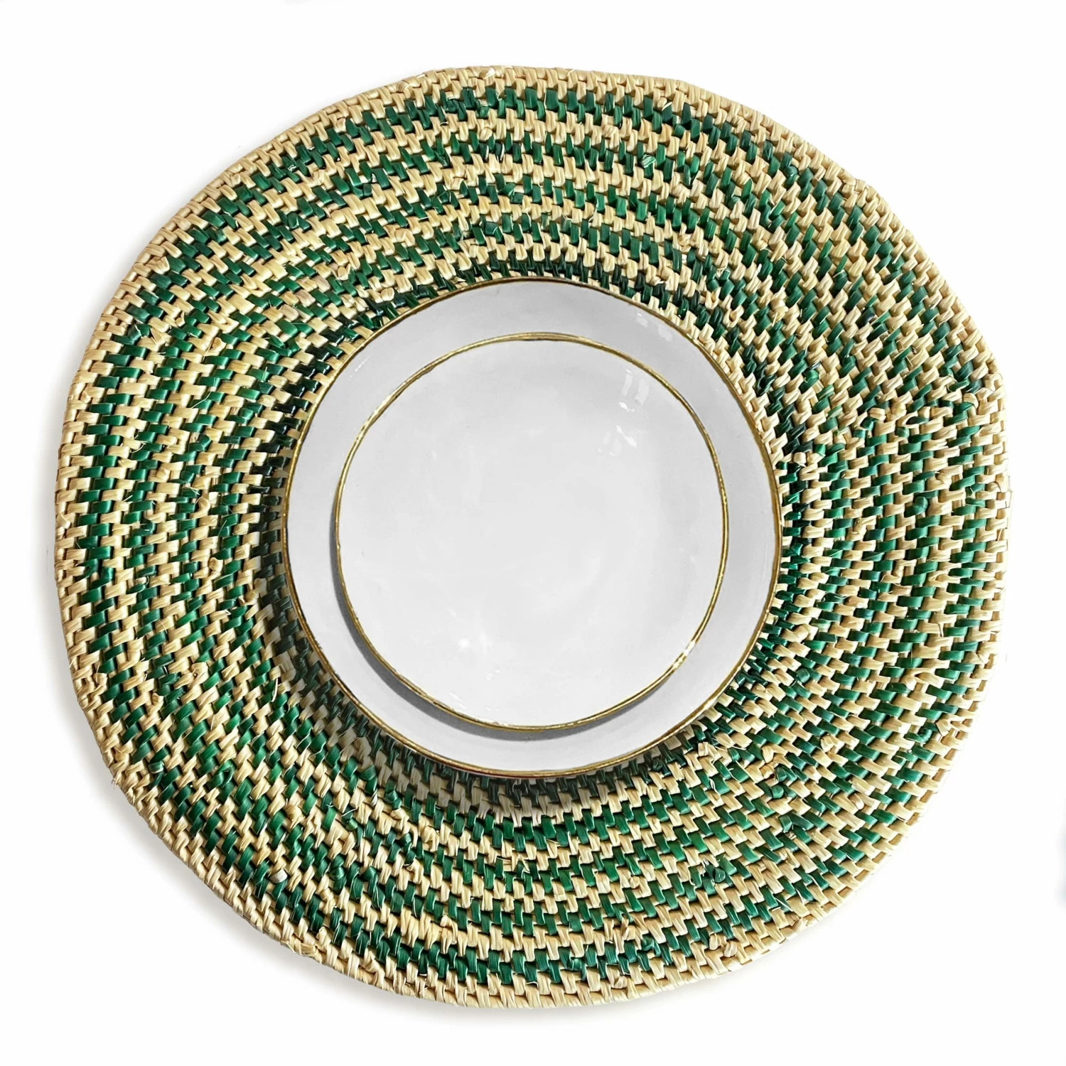 Mmaa Social Multi Green Ring Hand Woven Straw Placemat Placemats 4 Mmaa Social Multi Green Ring Hand Woven Straw Placemat Placemats