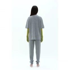 Mandkhai Ankle Cuff Pants With Side Panel- Grey/White