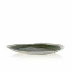 Thyme Ceramics Hand Made Dinner Plate With Painted Spring Green Centre