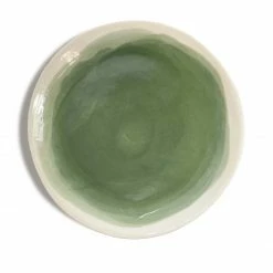 Thyme Ceramics Hand Made Dinner Plate With Painted Spring Green Centre