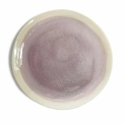 Thyme Hand Made Dinner Plate With Painted Plum Centre