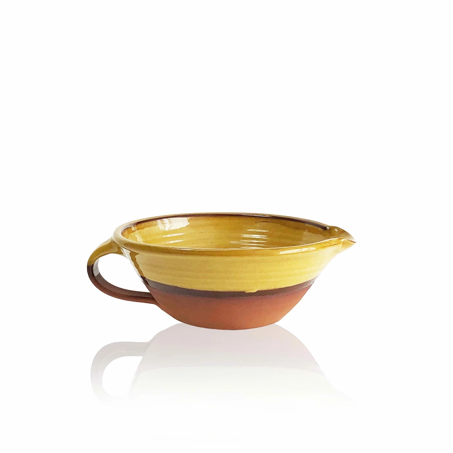 Thyme Ceramics Small Lipped Farmhouse Bowl With Handle In Honey 3 Thyme Ceramics Small Lipped Farmhouse Bowl With Handle In Honey