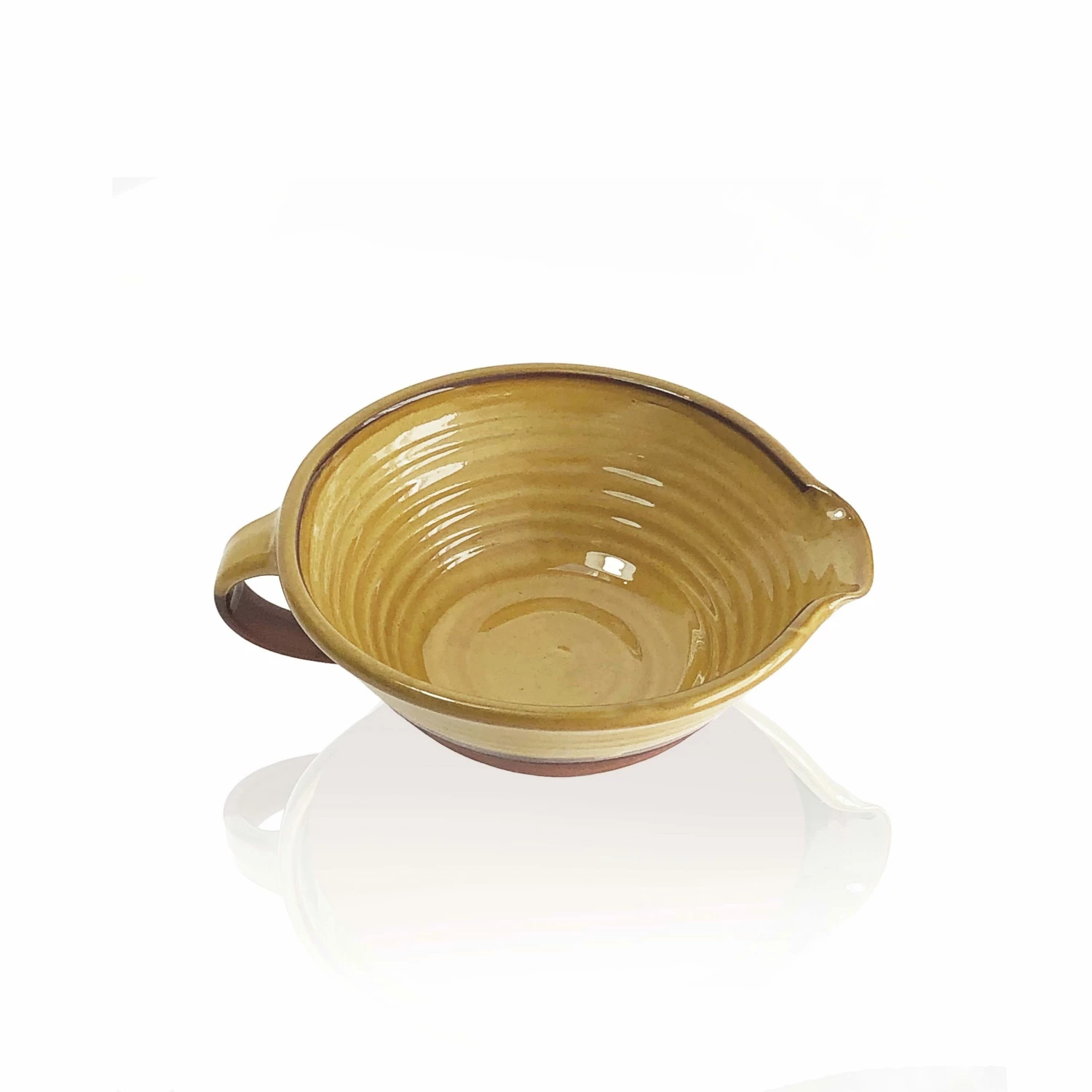 Thyme Ceramics Small Lipped Farmhouse Bowl With Handle In Honey 4 Thyme Ceramics Small Lipped Farmhouse Bowl With Handle In Honey