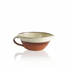Thyme Small Lipped Farmhouse Bowl With Handle In White