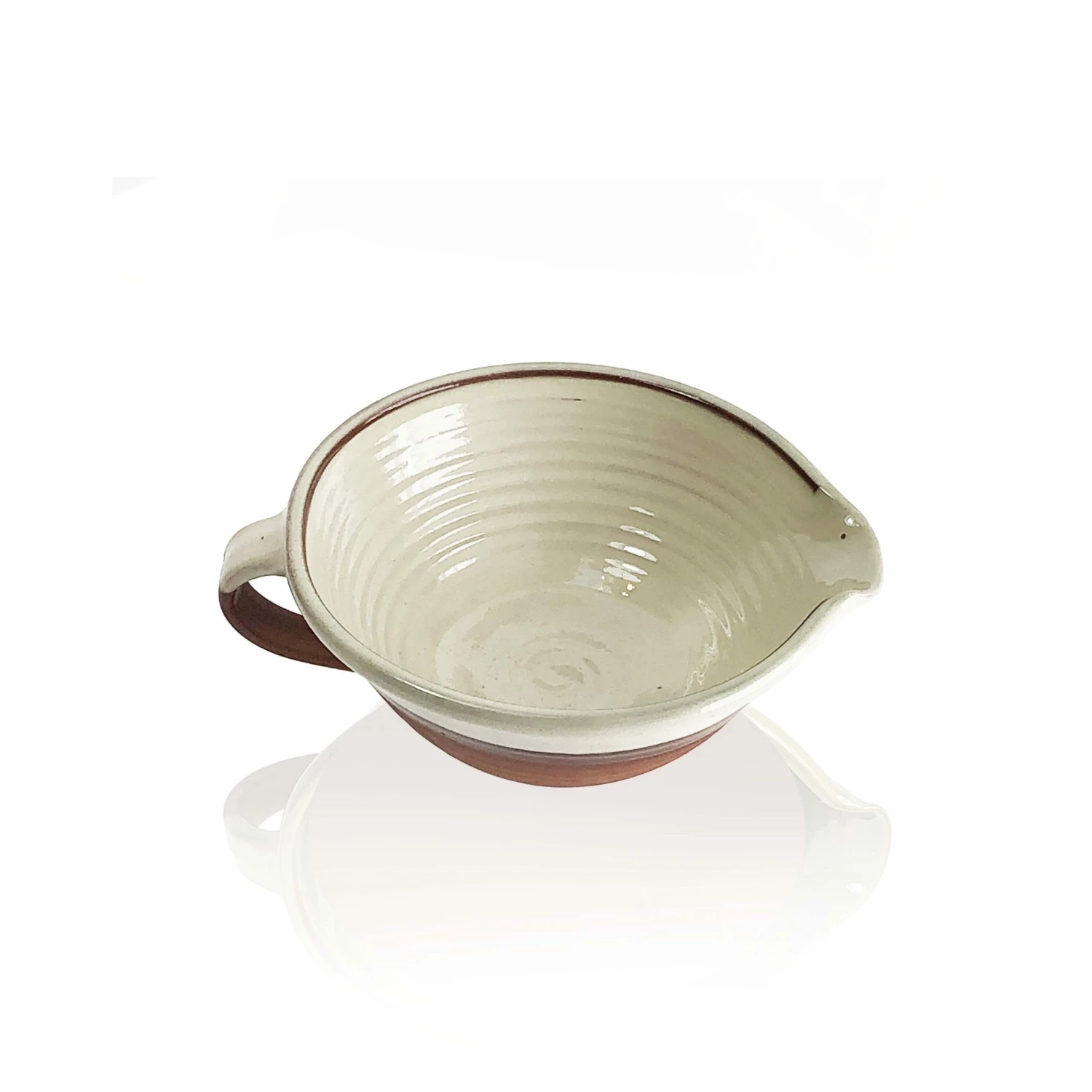 Thyme Small Lipped Farmhouse Bowl With Handle In White 4 Thyme Small Lipped Farmhouse Bowl With Handle In White