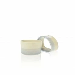 Thyme Ceramics Ceramic Napkin Ring With Light Blue Stripe