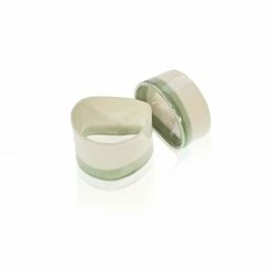 Thyme Ceramics Ceramic Napkin Ring With Light Green Stripe