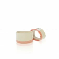Thyme Ceramic Napkin Ring With Pink Stripe