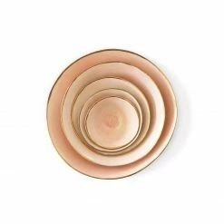 Thyme Hand Made Bowl With Gold Rim In Pink Ceramics