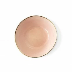 Thyme Hand Made Bowl With Gold Rim In Pink Ceramics