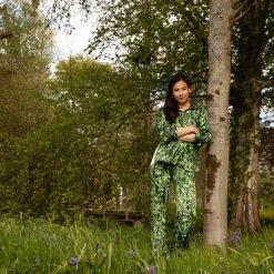 Bertioli By Thyme Silk Shirt In Rivermint With Stripe Silkwear