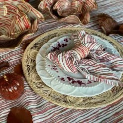 Deborah Brett Hand Painted Red Stem Stripe Napkin Ring 9 Deborah Brett Hand Painted Red Stem Stripe Napkin Ring