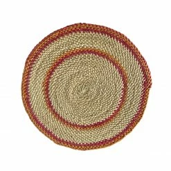 Mmaa Social Pink/Orange & Neutral Hand Woven Straw Placemat Placemats