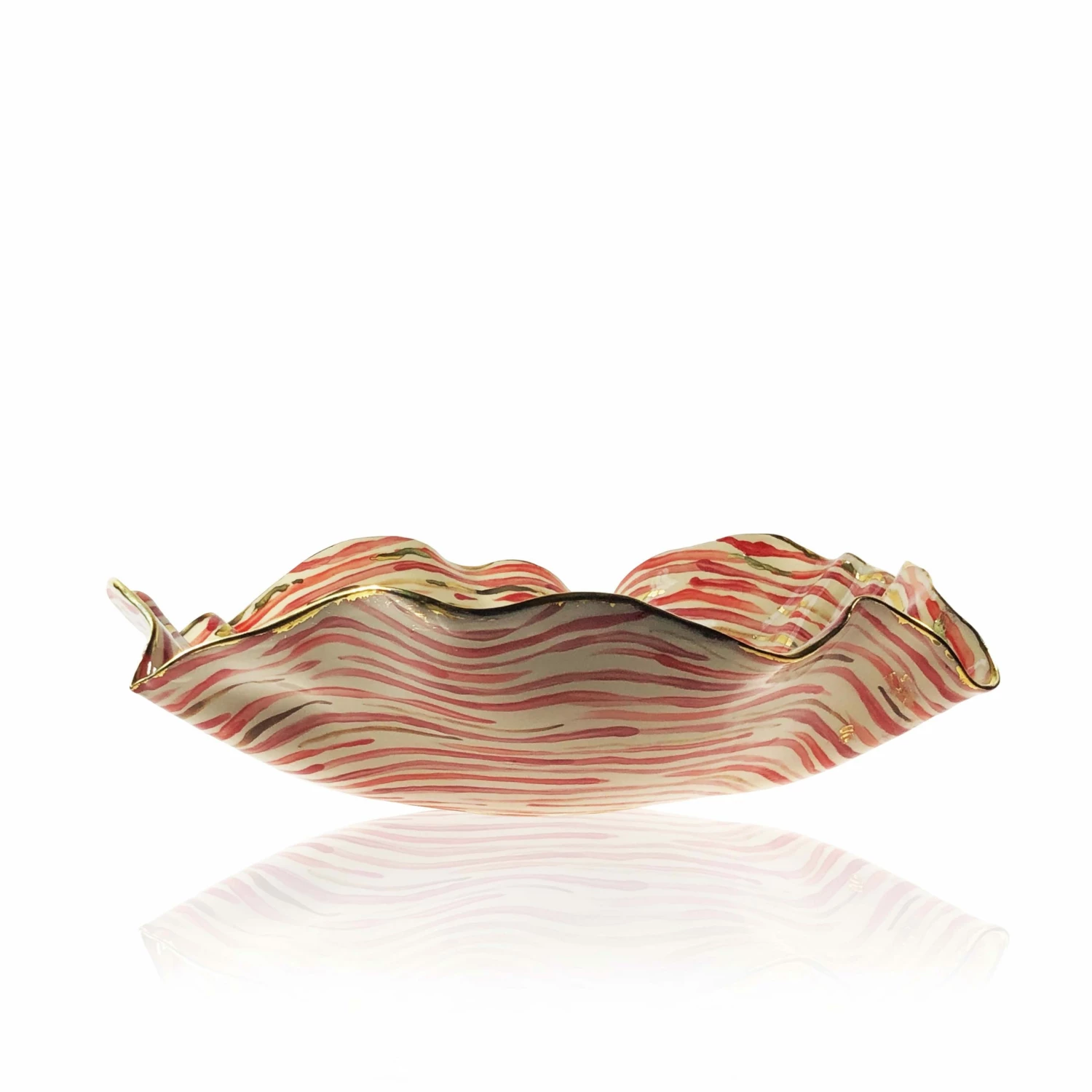 Deborah Brett Extra Large Hand Painted Red Stem Stripe Bowl 3 Deborah Brett Extra Large Hand Painted Red Stem Stripe Bowl