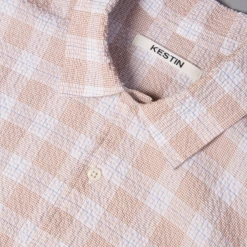 Kestin Tain Seersucker Shirt In White/Dark Tan Menswear