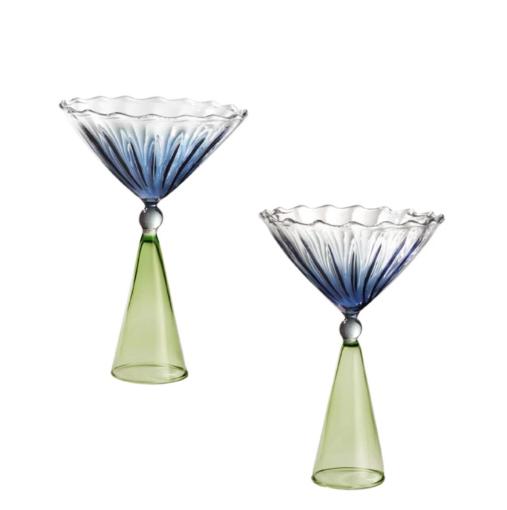 Serena Confalonieri Pair Of Calypso Martini Glasses Glassware 3 Serena Confalonieri Pair Of Calypso Martini Glasses Glassware