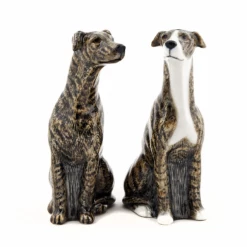 Quail Greyhound Brindle Salt & Pepper Shakers Ceramics