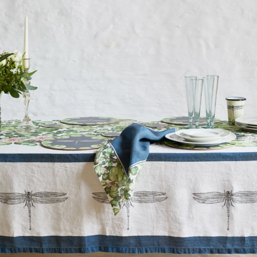 Bertioli By Thyme Table Linens Pre-Order Dragonfly And Waterlily Table Cloth 4 Bertioli By Thyme Table Linens Pre-Order Dragonfly And Waterlily Table Cloth