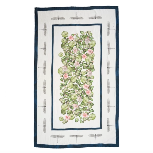 Bertioli By Thyme Table Linens Pre-Order Dragonfly And Waterlily Table Cloth