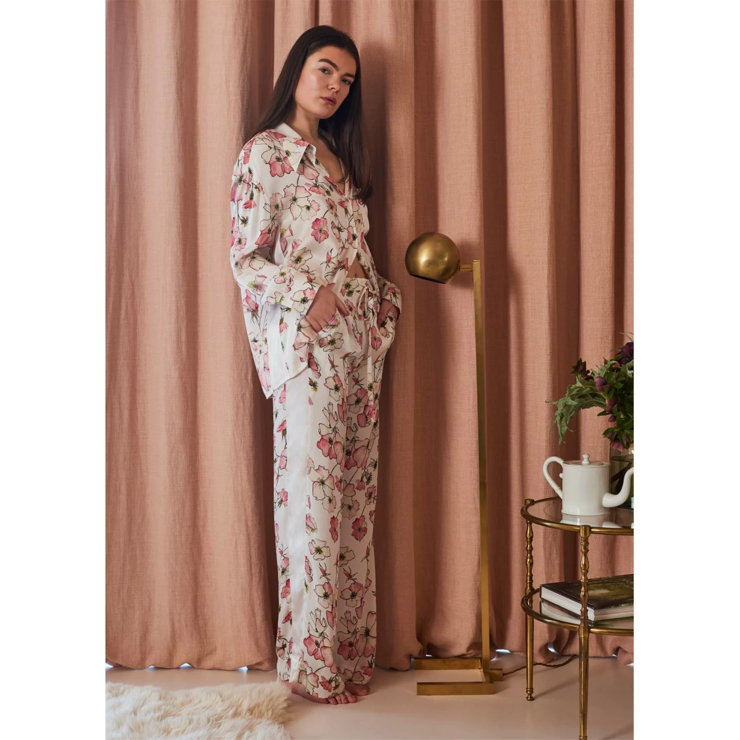 Bertioli By Thyme Silkwear Silk Shirt In Pink Rose With Stripe 4 Bertioli By Thyme Silkwear Silk Shirt In Pink Rose With Stripe