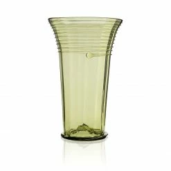 Thyme Glassware Flared Neck Glass Vase In Green