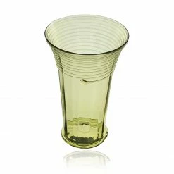 Thyme Glassware Flared Neck Glass Vase In Green