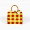 Toino Abel Gabriella Yellow/Red Handwoven Reed Bag