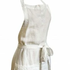 Bertioli By Thyme Aprons Off White Embroidered Linen Apron