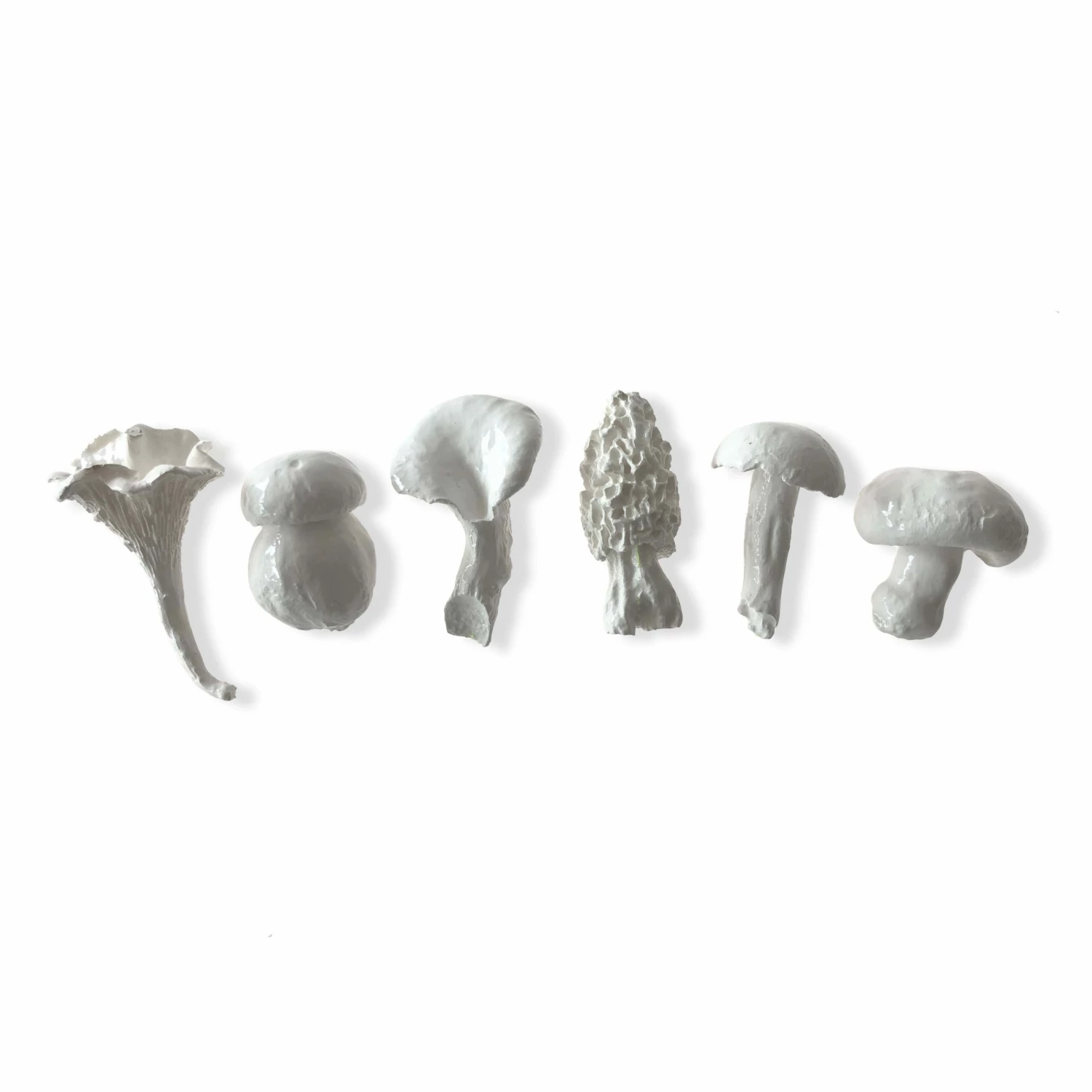 La Galine Set Of 6 White Mini Mushrooms Ceramics 3 La Galine Set Of 6 White Mini Mushrooms Ceramics