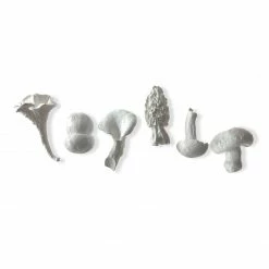 La Galine Set Of 6 White Mini Mushrooms Ceramics